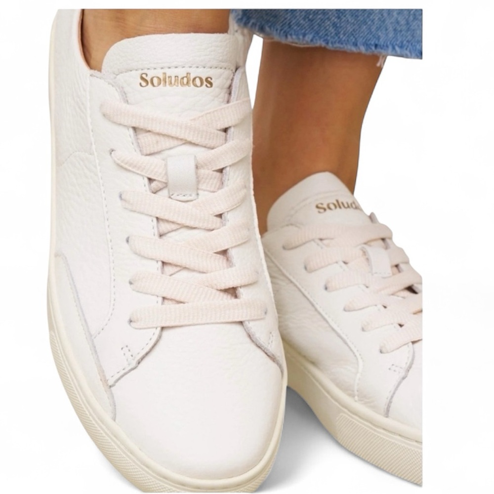 Soludos Ibiza Classic Leather Sneakers – Oasis White (Size 8)